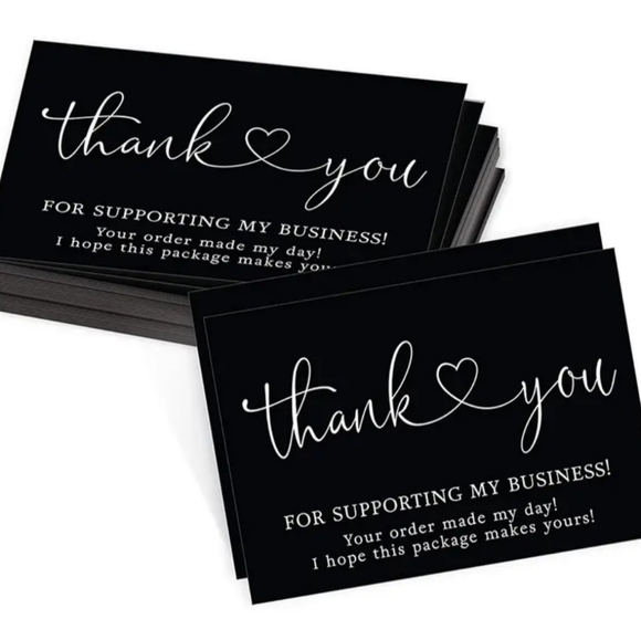 None Other - 50 Black Hot Stamped Thank You Cards